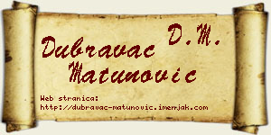 Dubravac Matunović vizit kartica
